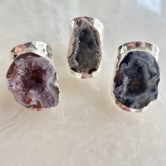 ❗️LAST❗️Hammered Silver Raw Geode Ring - Picture 7 of 7